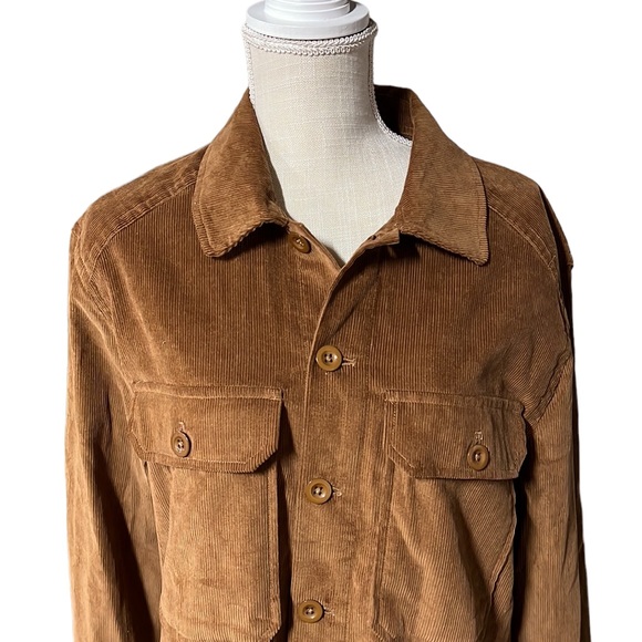 Michael Kors Long Sleeve Button Down Up Shirt Jacket Brown Corduroy Mens Size L - Picture 2 of 8